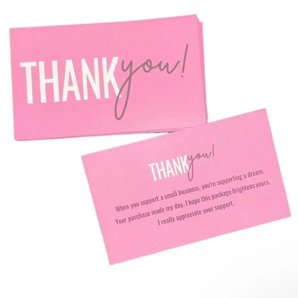 Pack of 50 thank you cards, pink!